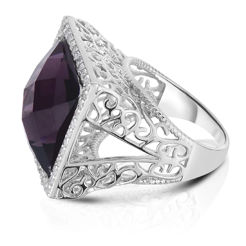 unique rings for women -Clermont Deep Purple Cubic Zirconia Ring Size 9