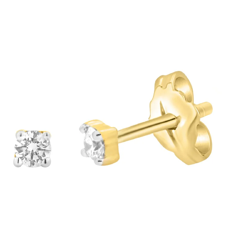 geometric earrings for women -9ct Yellow Gold  0.05 Carat Diamond Stud Earrings