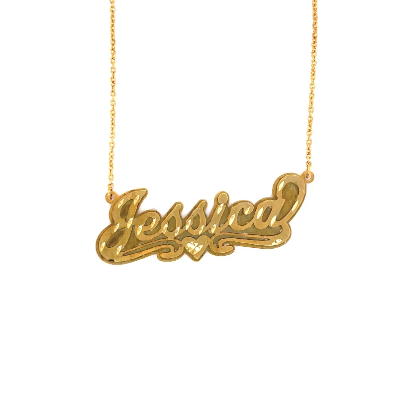 gold charm necklaces for women -Double Plate Personalized Name Plate