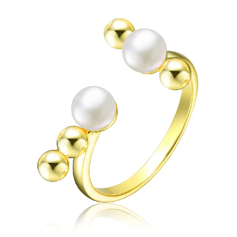 unique rings for women -Delphine Geometric Bubbles Pearl Ring