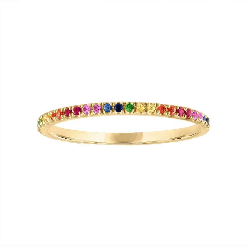 silver stacking rings for women -14KT MULTI-COLOR RING GUARD