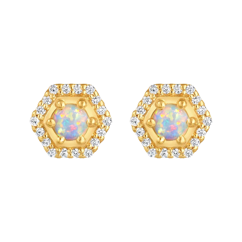 handmade beaded earrings for women -Opal & Diamond Tropicana Studs