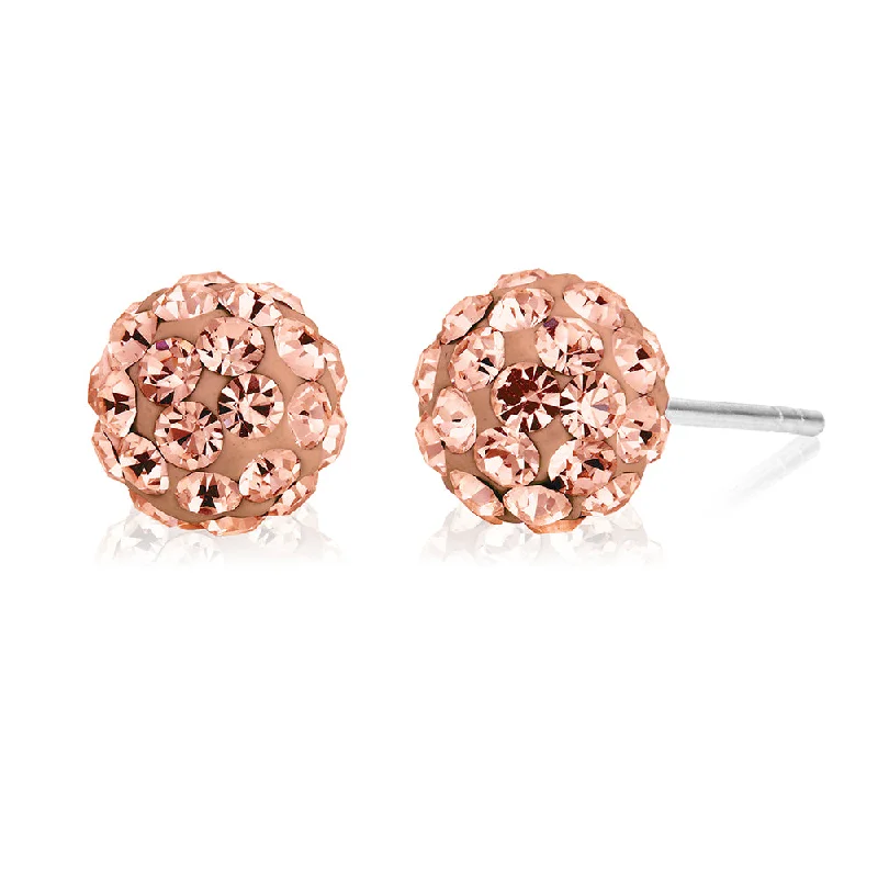 gold chain earrings for women -Sterling Silver Crystal Peach Stud Earrings