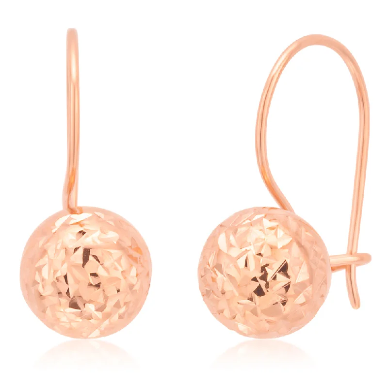 personalized earrings for women -9ct Rose Gold 7mm Diamond Cut Euroball Earrings