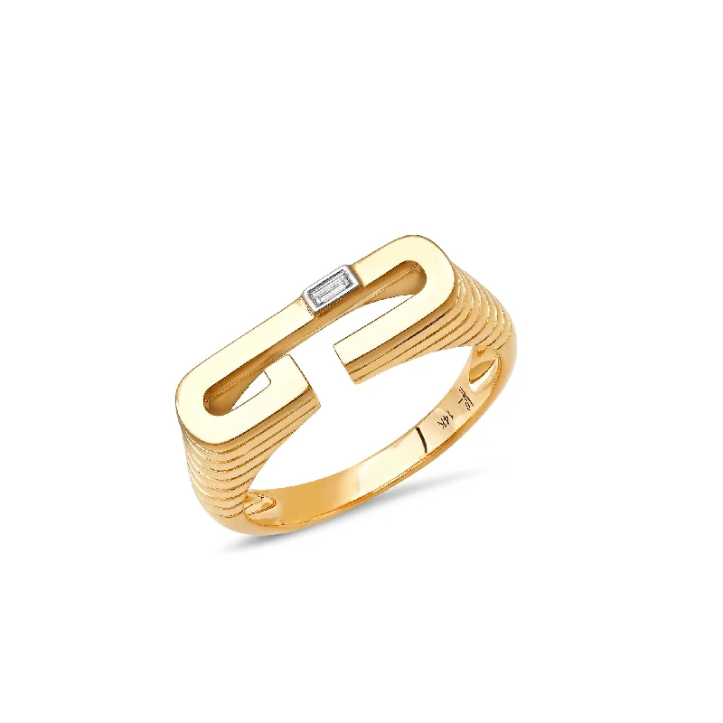 adjustable rings for women -Ribbed Chunky Initial Ring "G"