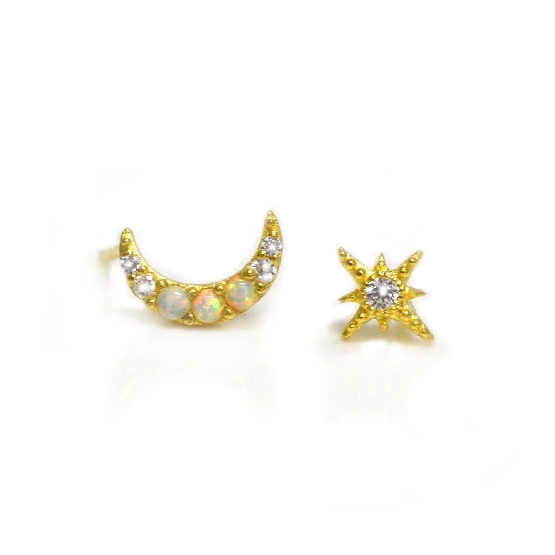 animal-shaped earrings for women -Opal & Diamond Celestial Dream Studs