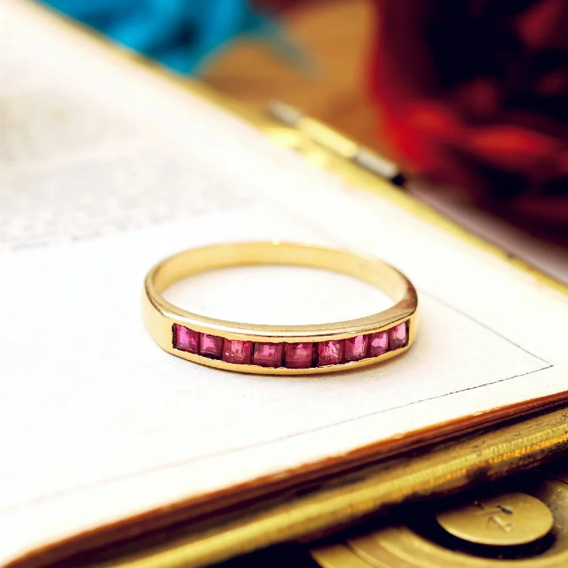 minimalist rings for women -Vintage Date 1990 9ct Gold & Ruby Ring