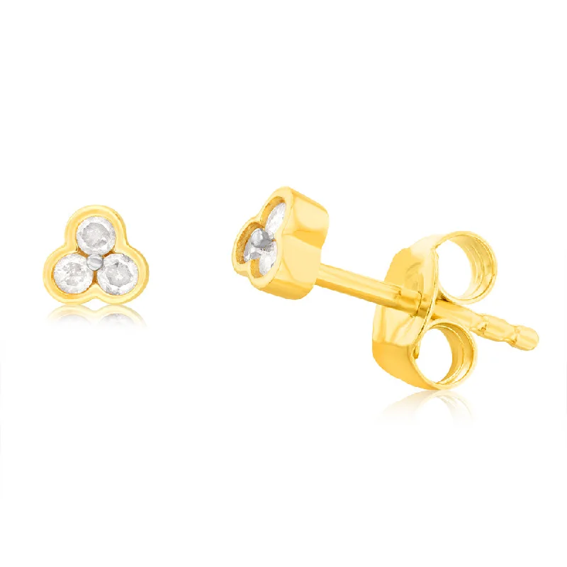 bold statement earrings for women -Gold Plated Sterling Silver 1/10 Carat Diamond Stud Earrings