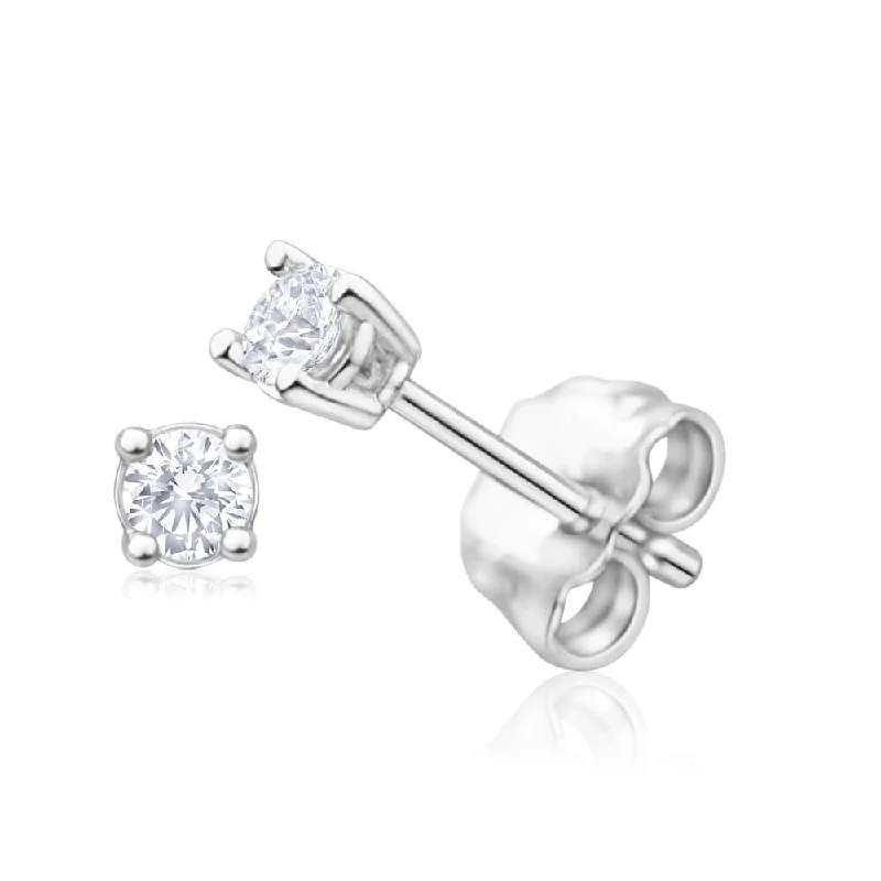 rose quartz earrings for women -9ct White Gold Impressive Diamond Stud Earrings