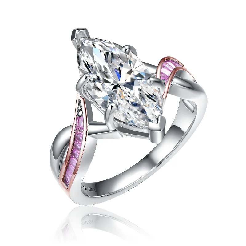 personalized birthstone rings for women -Déco Pink Amande Solitaire Ring