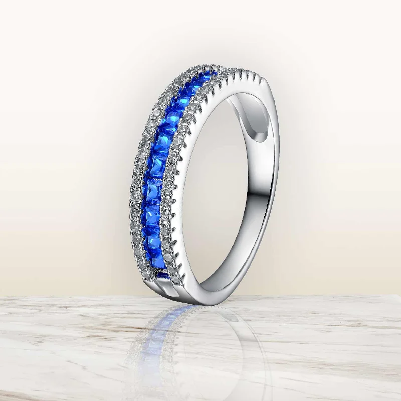 floral rings for women -Louise Ocean Blue Band Ring