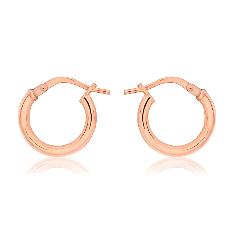 engraved earrings for women -9ct Rose Gold Silver Filled 10mm Hoop Earrings