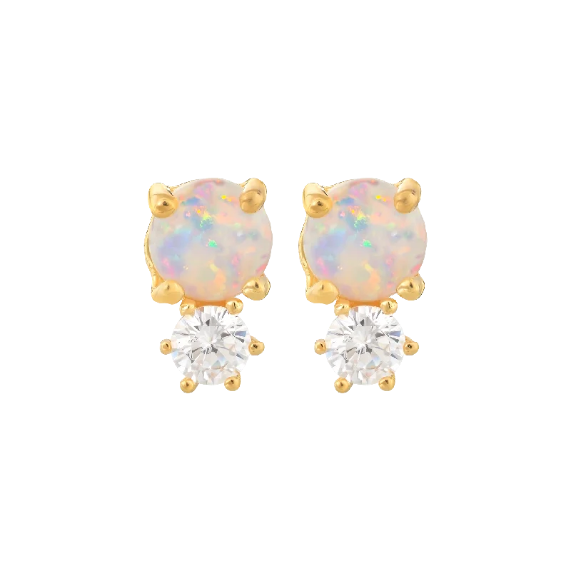 coral earrings for women -Opal and Diamond Doublet Studs