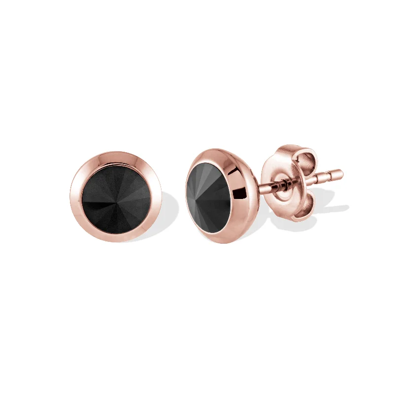 adjustable earrings for women -Black CZ Stud Earrings