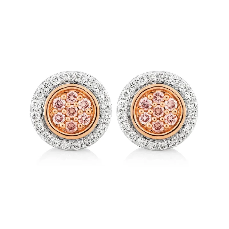 gold-plated earrings for women -Pink Diamond 18ct White Gold Diamond Stud Earrings