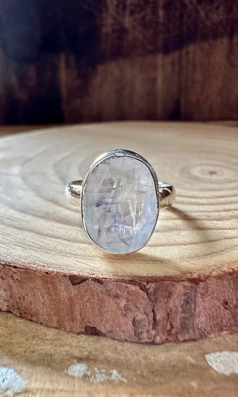 moonstone rings for women -CLARITY MOONSTONE Sterling Silver Ring • Size 8