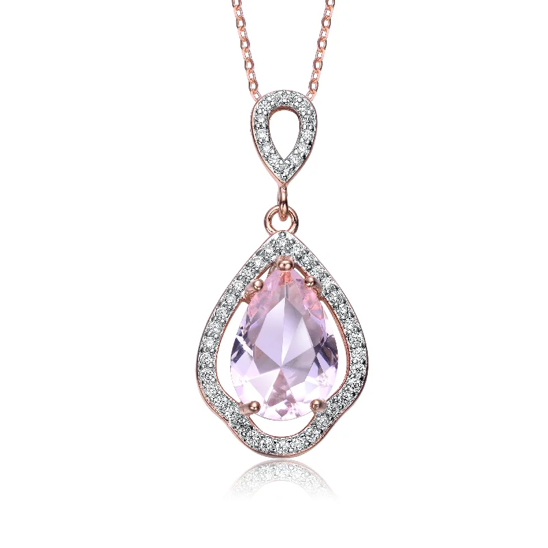 zodiac necklaces for women -Juliette Light Purple Halo Teardrop Pendant