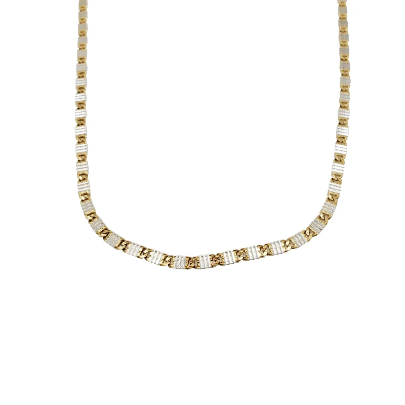 tiny gold necklaces for women -Two-Tone Tiger Eyes Chain (14K)