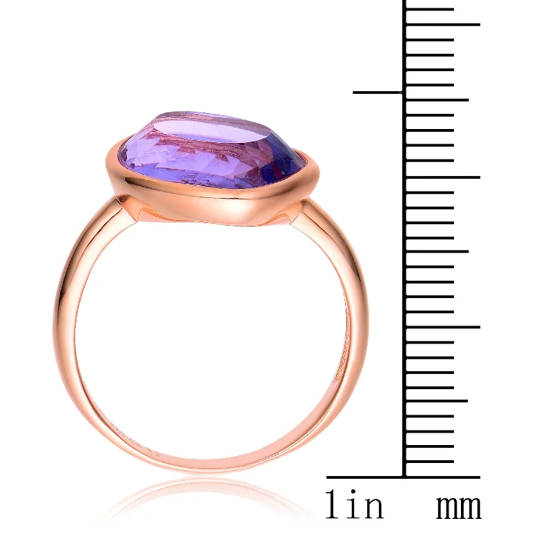 adjustable silver rings for women -Rose Gold Plated Purple Cubic Zirconia Ring