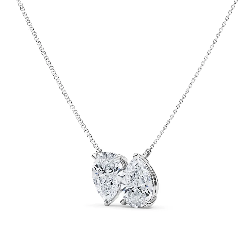 wedding necklaces for women -Twin Pear North-South Diamond Pendant