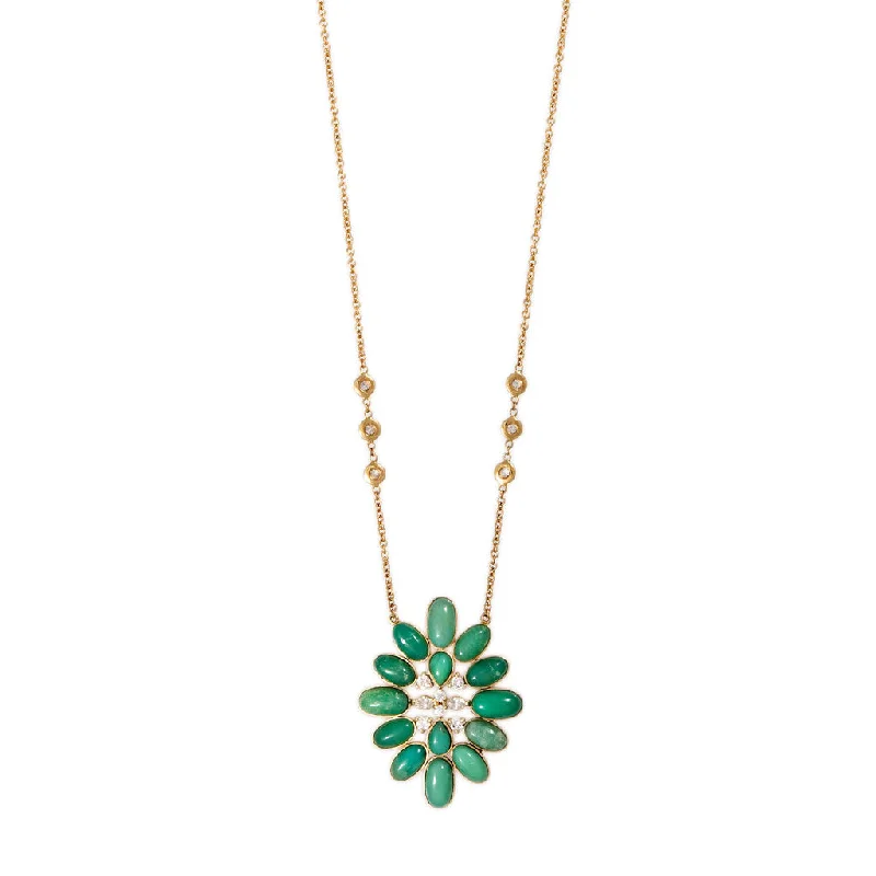 moonstone necklaces for women -DIAMOND + CHRYSOPRASE BLOSSOM NECKLACE