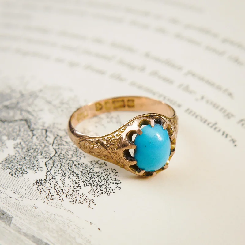 celestial rings for women -Romantic Date 1907 Turquoise & Gold Ring