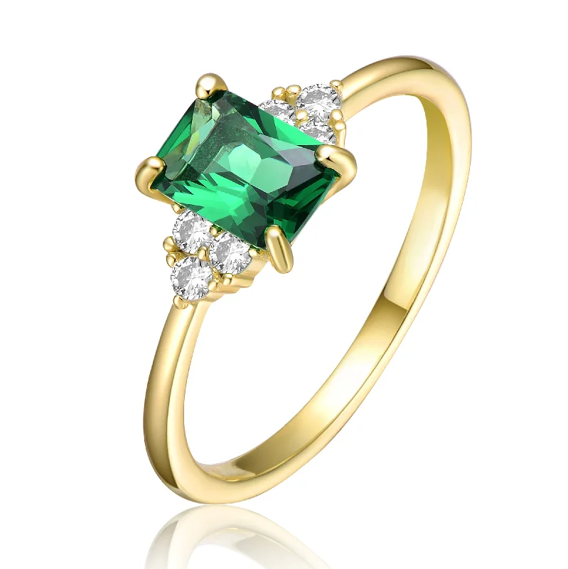 art deco rings for women -Déco Classic Green Solitaire Ring