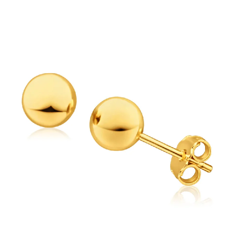 rose gold earrings for women -9ct Yellow Gold Silver Filled 5mm Ball Stud Earrings