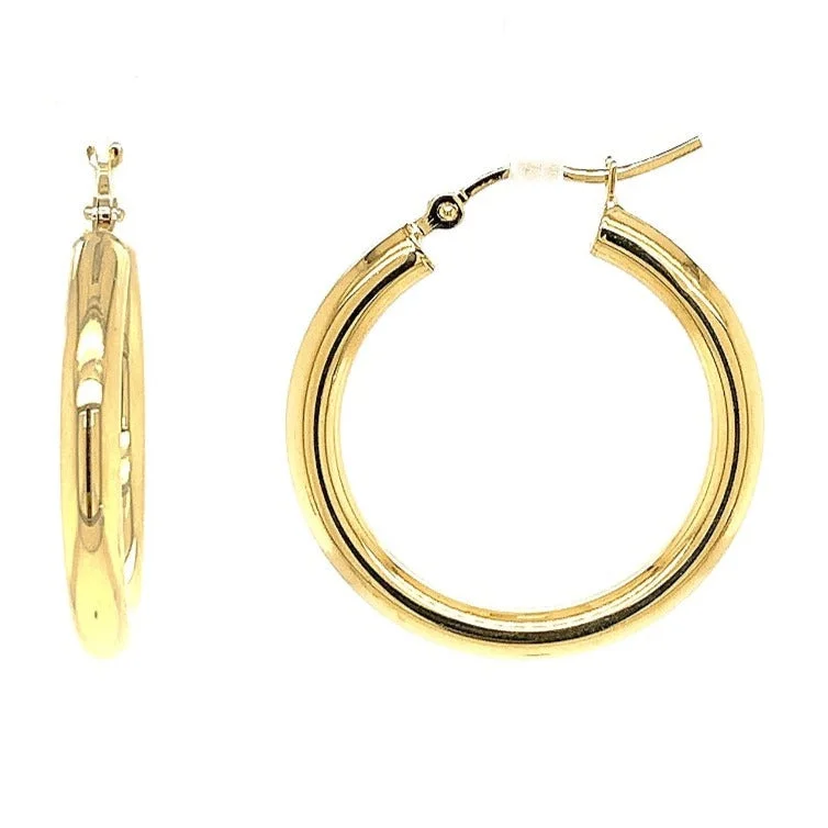 minimalist gold earrings for women -14K Medium Tube Hoop Earrings