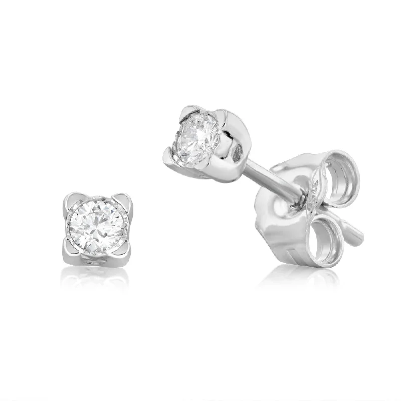 pearl earrings for women -Luminesce Lab Grown 9ct White Gold 1/10 Carat Diamond Solitaire Stud Earrings