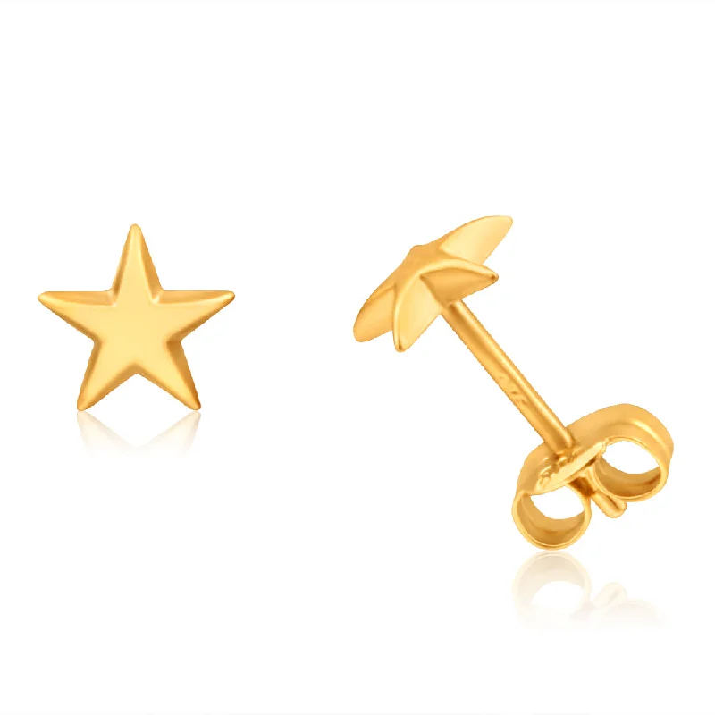 sun and moon earrings for women -9ct Yellow Gold Small Star Stud Earrings