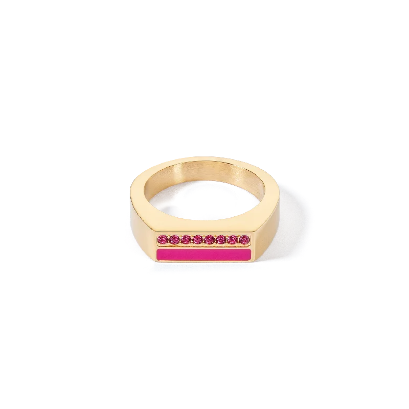 celestial rings for women -Ring Square Stripes gold-pink