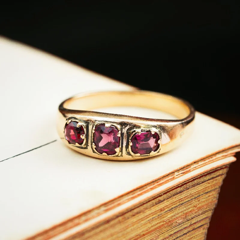 halo rings for women -Antique Victorian Almandine Garnet Ring