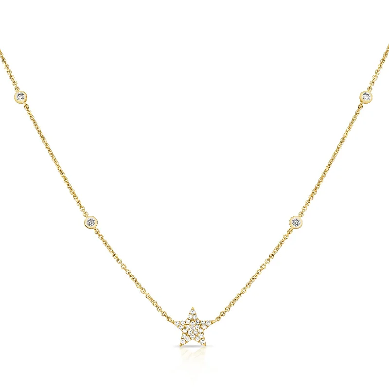 multi-layer necklaces for women -14K Gold Star Pendant with Dazzling Diamonds