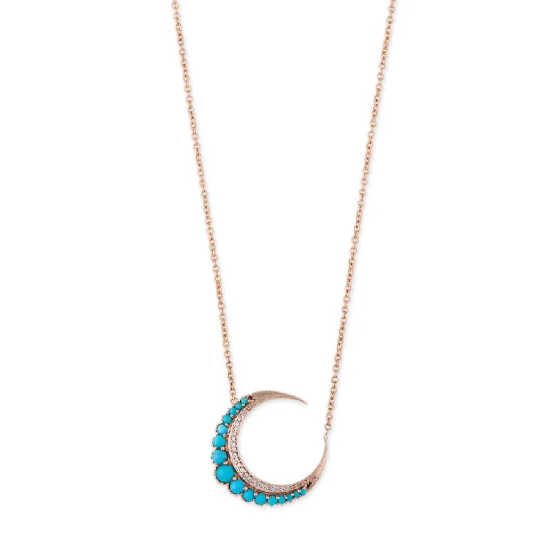 celestial moon necklaces for women -SMALL TURQUOISE CRESCENT MOON NECKLACE