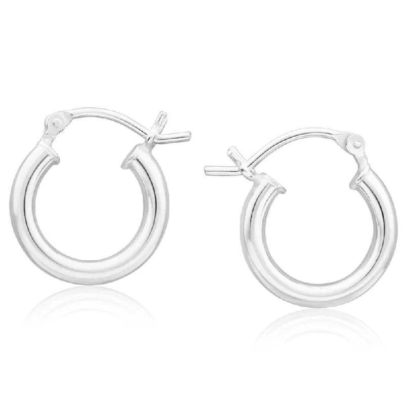 floral earrings for women -Sterling Silver 16mm Plain Hoop Earrings