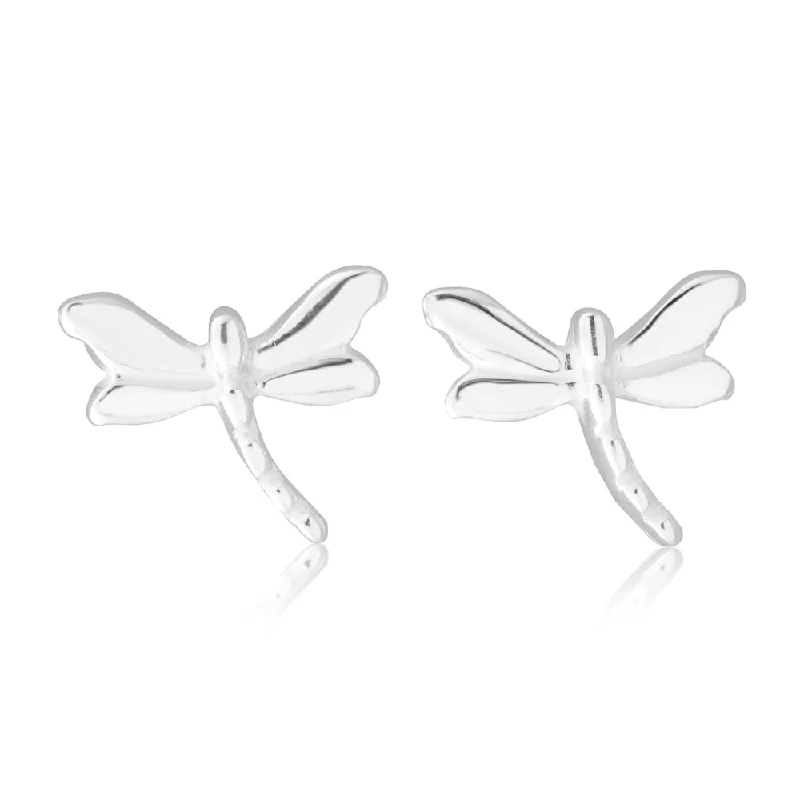 statement earrings for women -Sterling Silver Dragonfly Stud Earrings