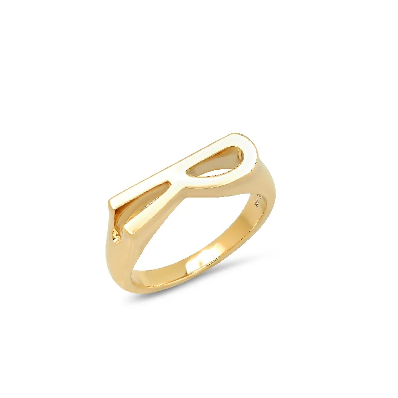 rose gold rings for women -Classic Chunky Initial Ring "R"