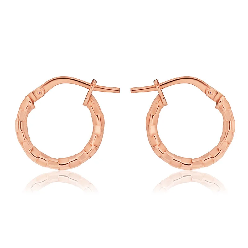 sterling silver earrings for women -9ct Stunning Rose Gold Silver Filled Fancy Diamond Cut Hoop Earrings