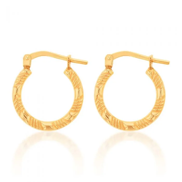 sun and moon earrings for women -9ct Yellow Gold Silver Filled Fancy Hoop Earrings