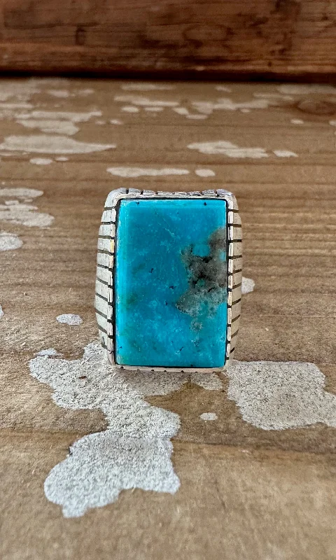 layered rings for women -TREVOR JACK Navajo Handmade Mens Rings w/ Sterling Silver & Kingman Turquoise • Various Sizes