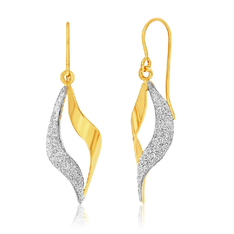 handcrafted earrings for women -9ct Yellow Gold Silver Filled Stardust Twist Drop Earrings