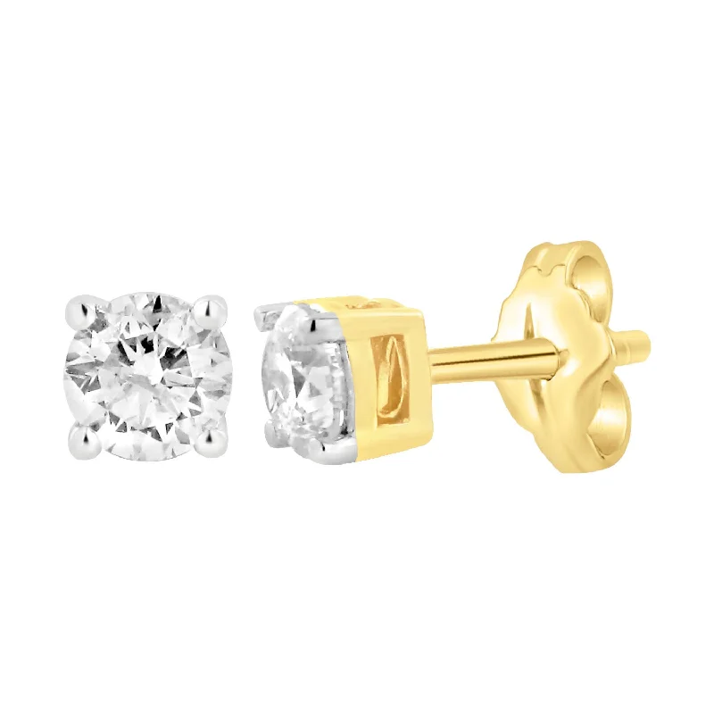 personalized earrings for women -9ct Yellow Gold 3/4 Carat Diamond Stud Earrings