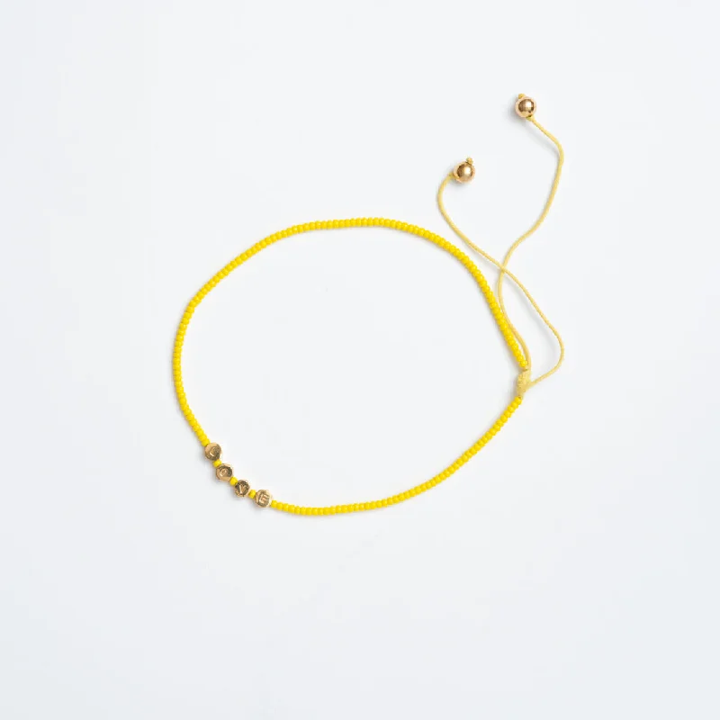 white gold necklaces for women -FINAL SALE: Choker with Round Brass LOVE Beads - Marigold