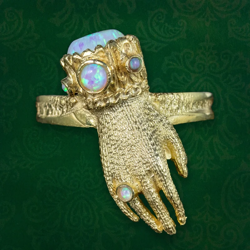 oxidized silver rings for women -Georgian Style Opal Hand Ring