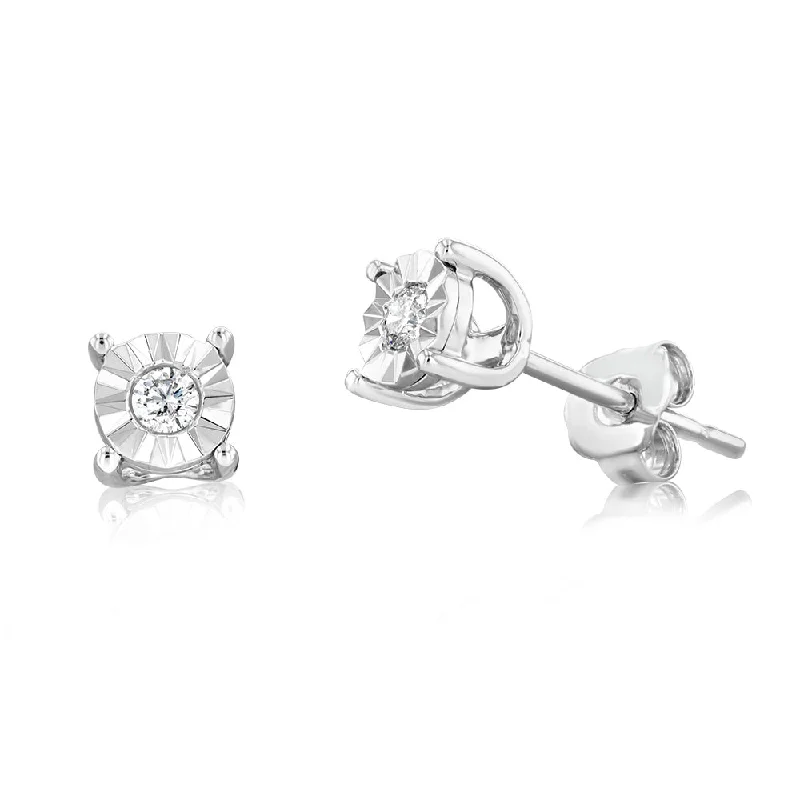 zodiac sign earrings for women -9ct White Gold 5 Points Diamond Stud Earrings