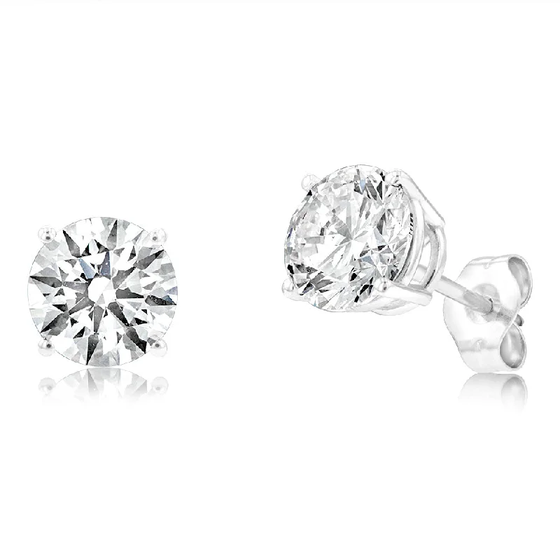 infinity earrings for women -Luminesce Lab Grown Diamond 2 Carat Solitaire Stud Earrings in 14ct White Gold