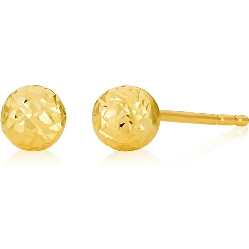 bridal earrings for women -9ct Yellow Gold 4mm Dicut Ball studs Earrings