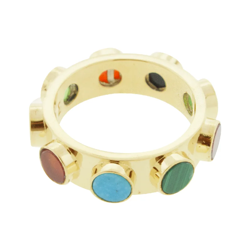 oval rings for women -Multi Gemstone Circle Lego Ring