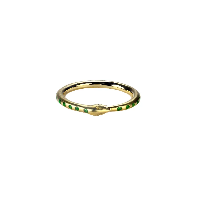 sapphire rings for women -Green Enamel Snake Ring